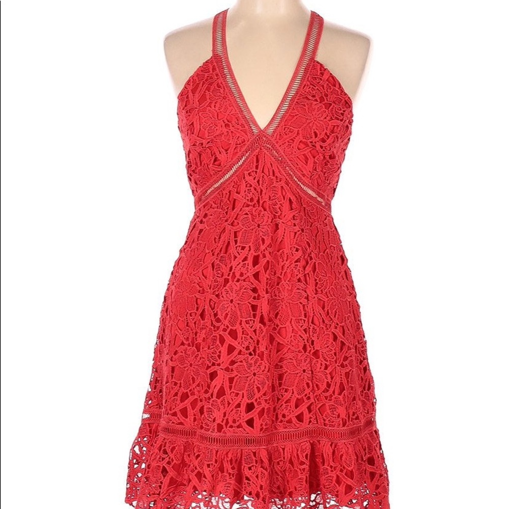 ASTR Red Lace A Line Dress